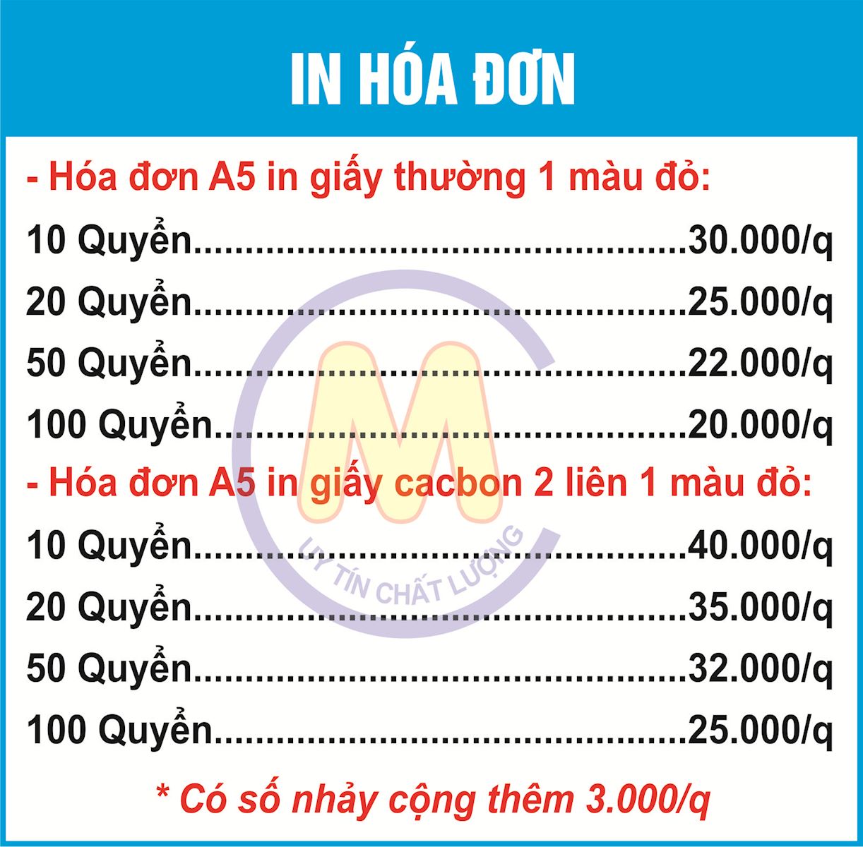 báo giá in hoá đơn in minh cường