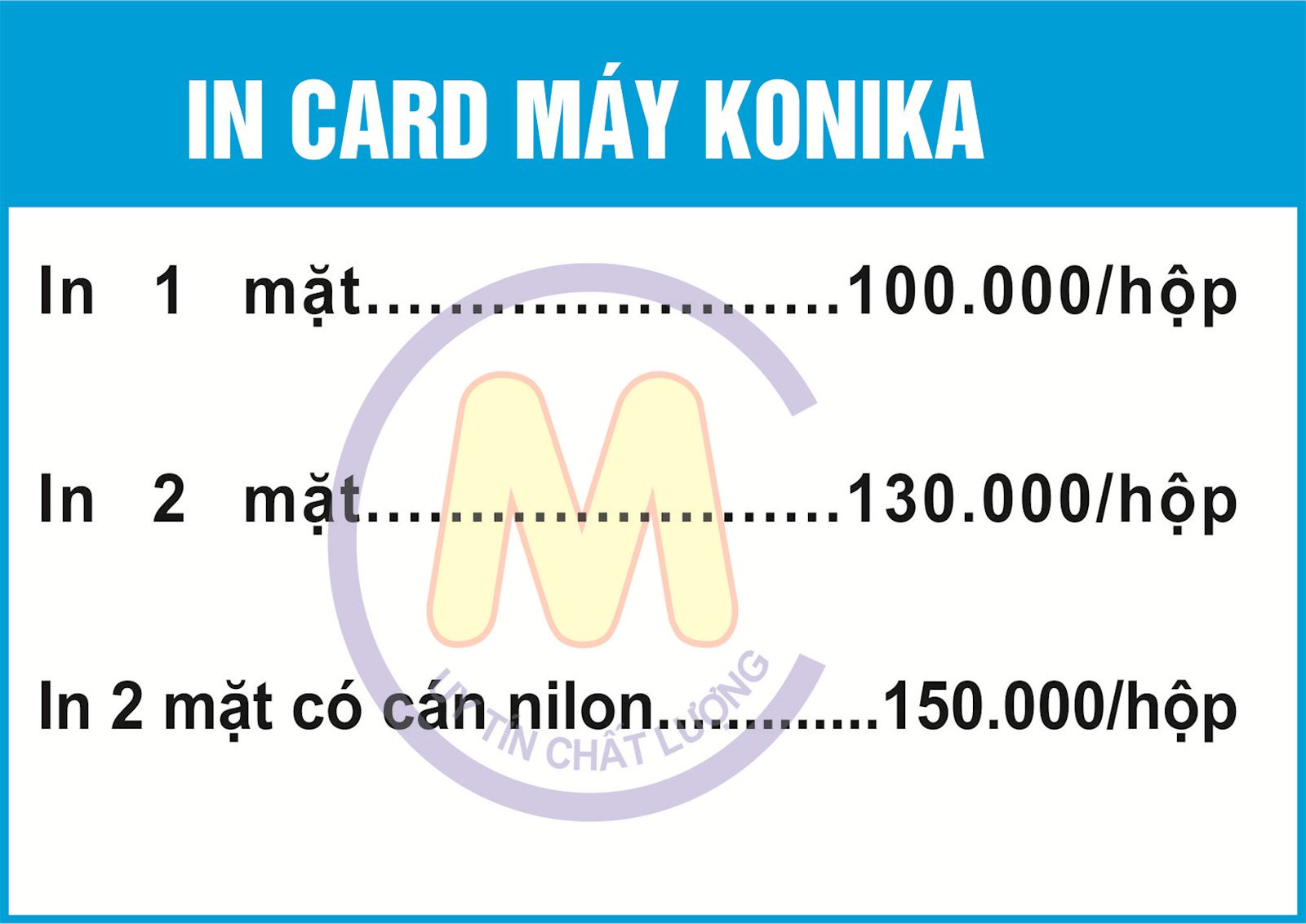 báo giá in card bằng máy Konica